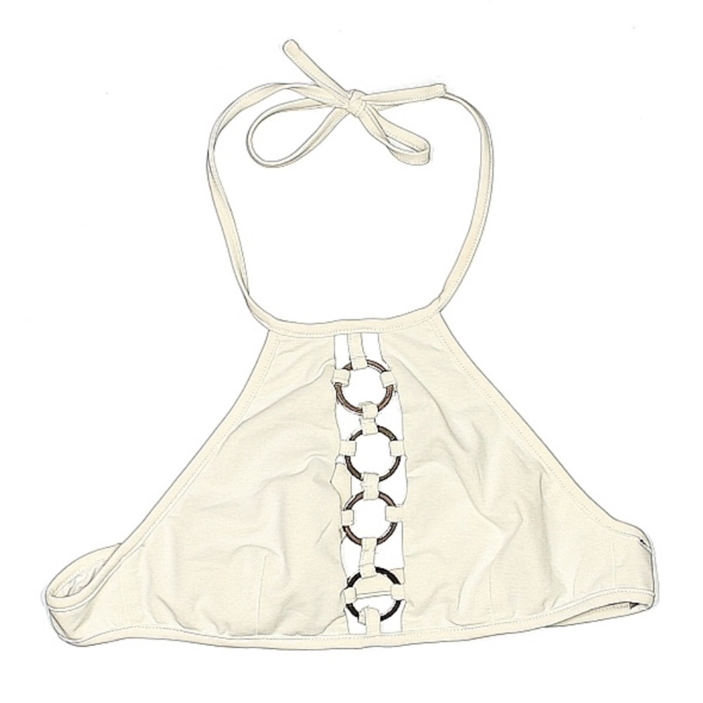 Feather 11 | NWOT White Bikini Top with Gold Ring Accents